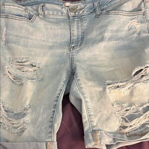 Distressed Light Blue Denim Shorts( these are actually size 15)